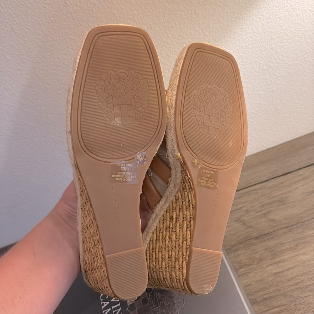 NIB [Vince Camuto] Molisana Cognac Slip-On Padded Espadrille Wedges Women’s 9.5 - Picture 11 of 14
